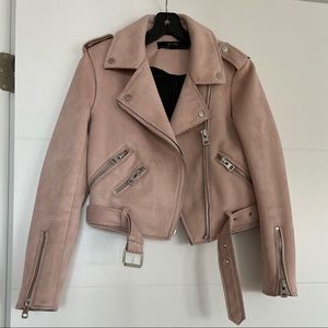 Zara Blush Pink Suede Moto Jacket Small